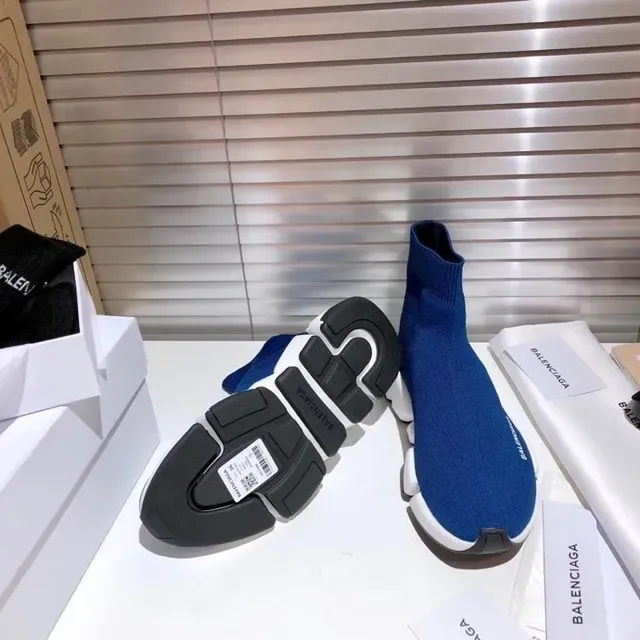 Balenciaga Speed Trainer حذاء أنيق أزرق وأبيض بدون أربطة نمط حياة 5