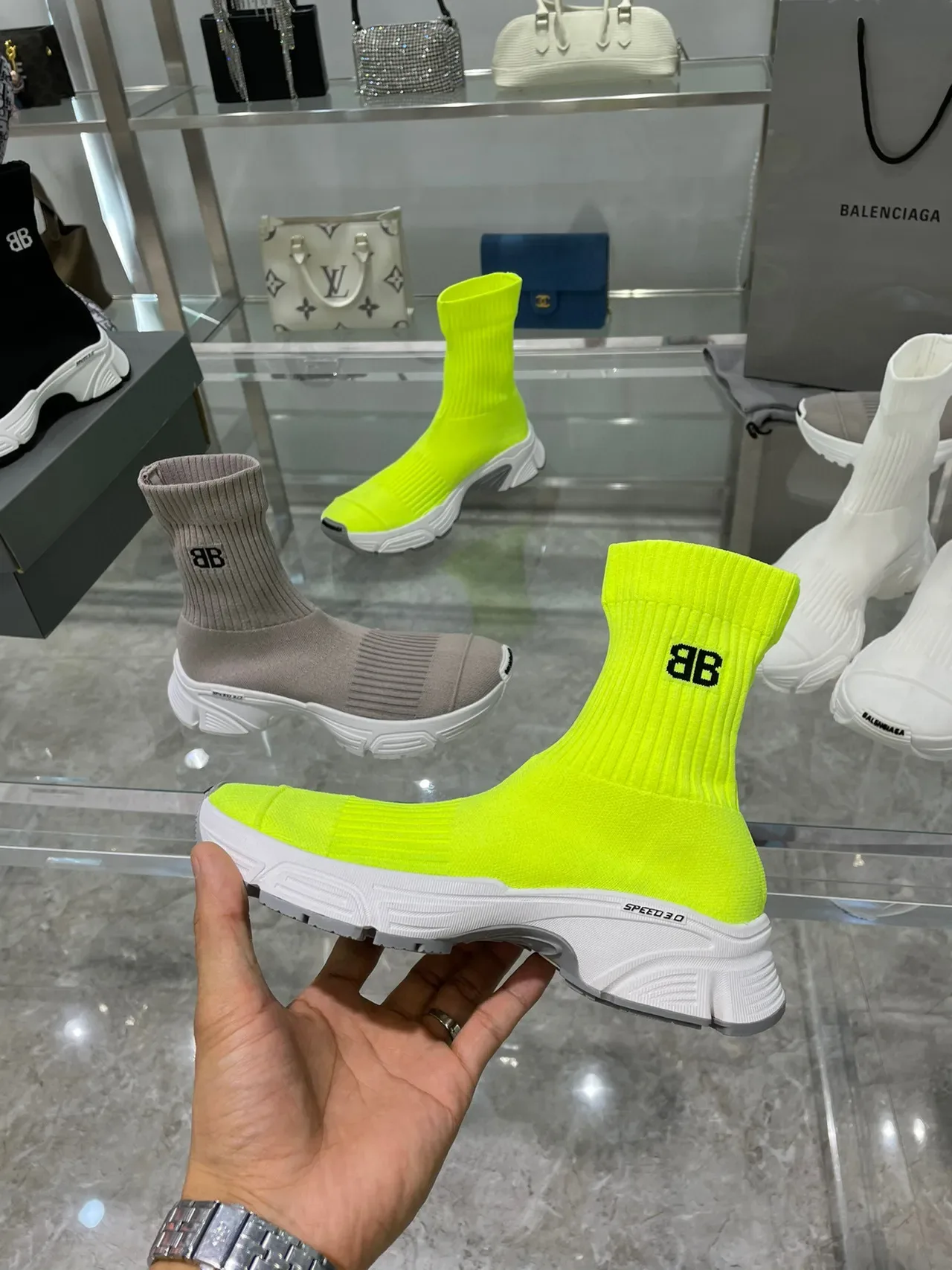 Balenciaga Speed Trainer Tênis Chunky Amarelo Neon 2
