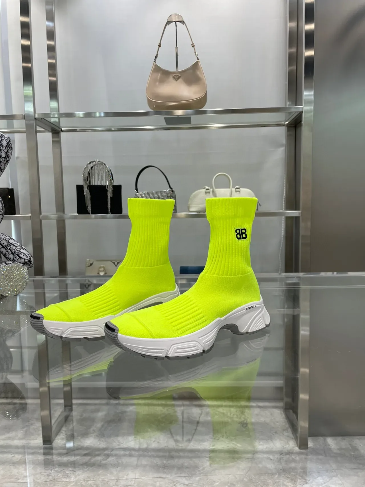 Balenciaga Speed Trainer Tênis Chunky Amarelo Neon 9