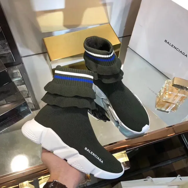 Balenciaga Speed Trainer Verde Oliva Punho franzido Tênis lifestyle 4