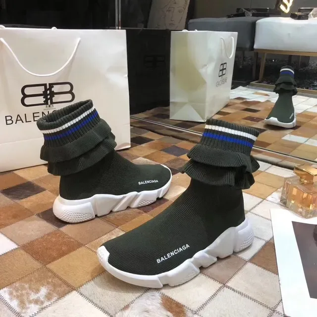 Balenciaga Speed Trainer Verde Oliva Punho franzido Tênis lifestyle 5