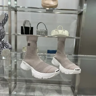 Balenciaga Speed Trainer Tênis Chunky Taupe de Tricô