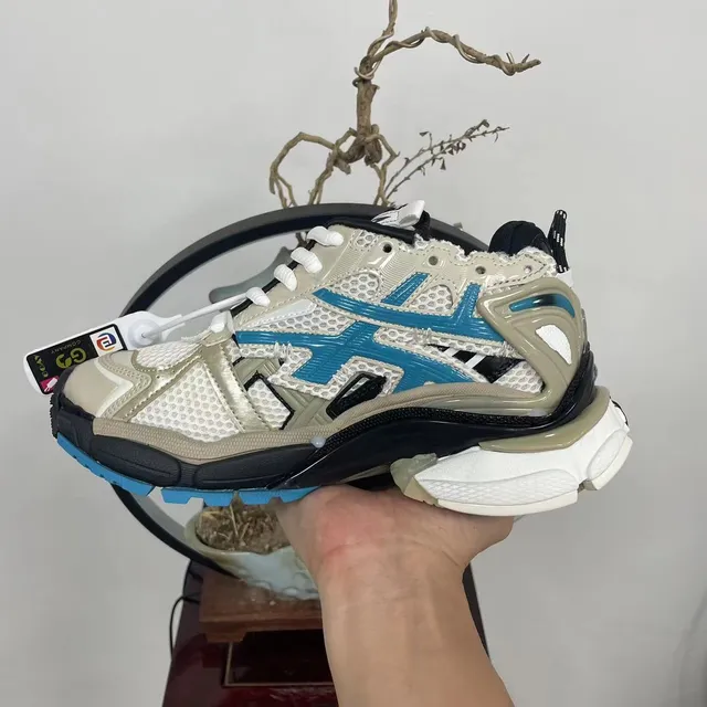Balenciaga Track Trainer বেইজ নীল কালো চংকি স্নিকার্স 4