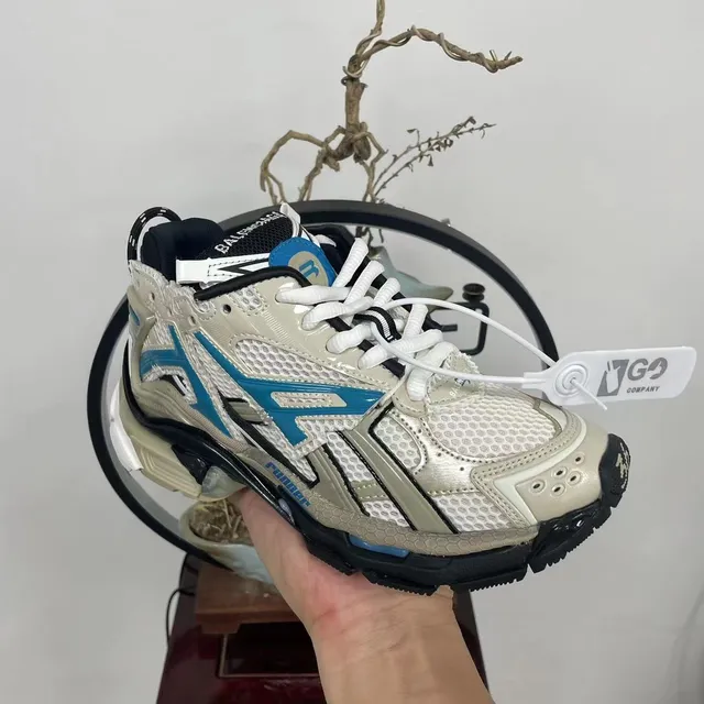 Balenciaga Track Trainer বেইজ নীল কালো চংকি স্নিকার্স 5