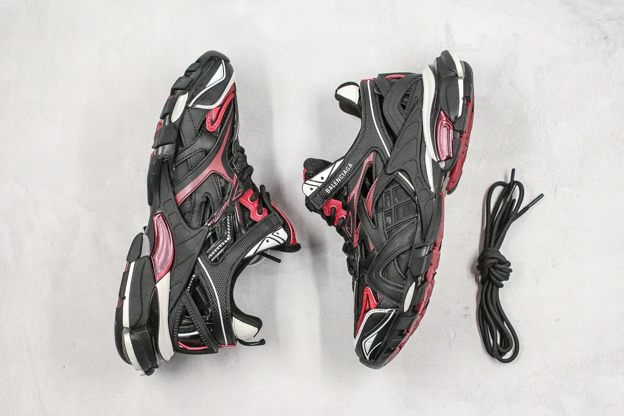 بولنسياغا Track Trainer أحذية أسود أحمر أبيض سميكة 3