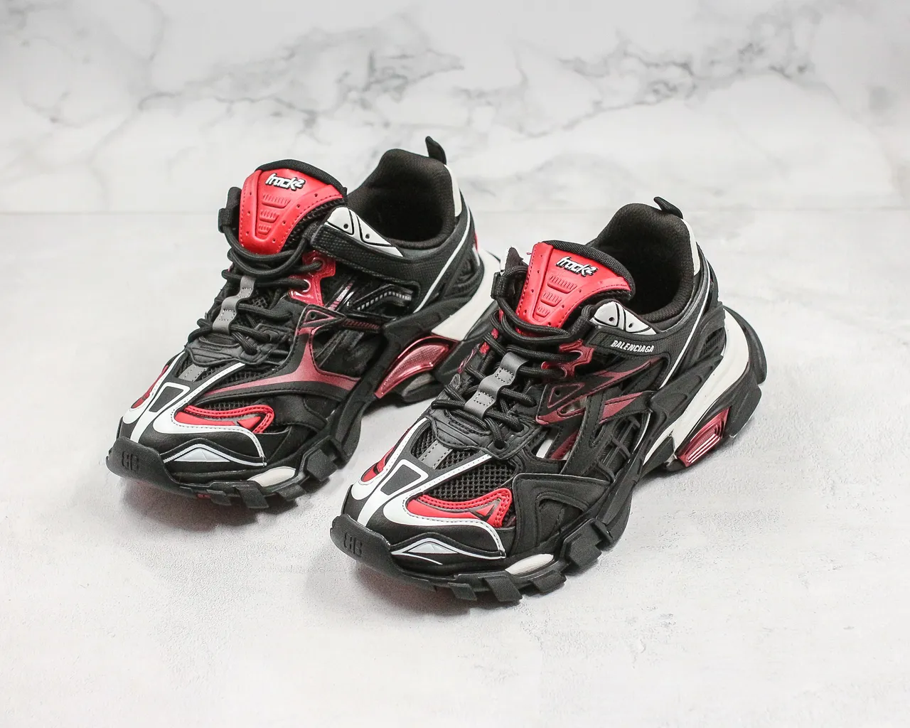 بولنسياغا Track Trainer أحذية أسود أحمر أبيض سميكة 5