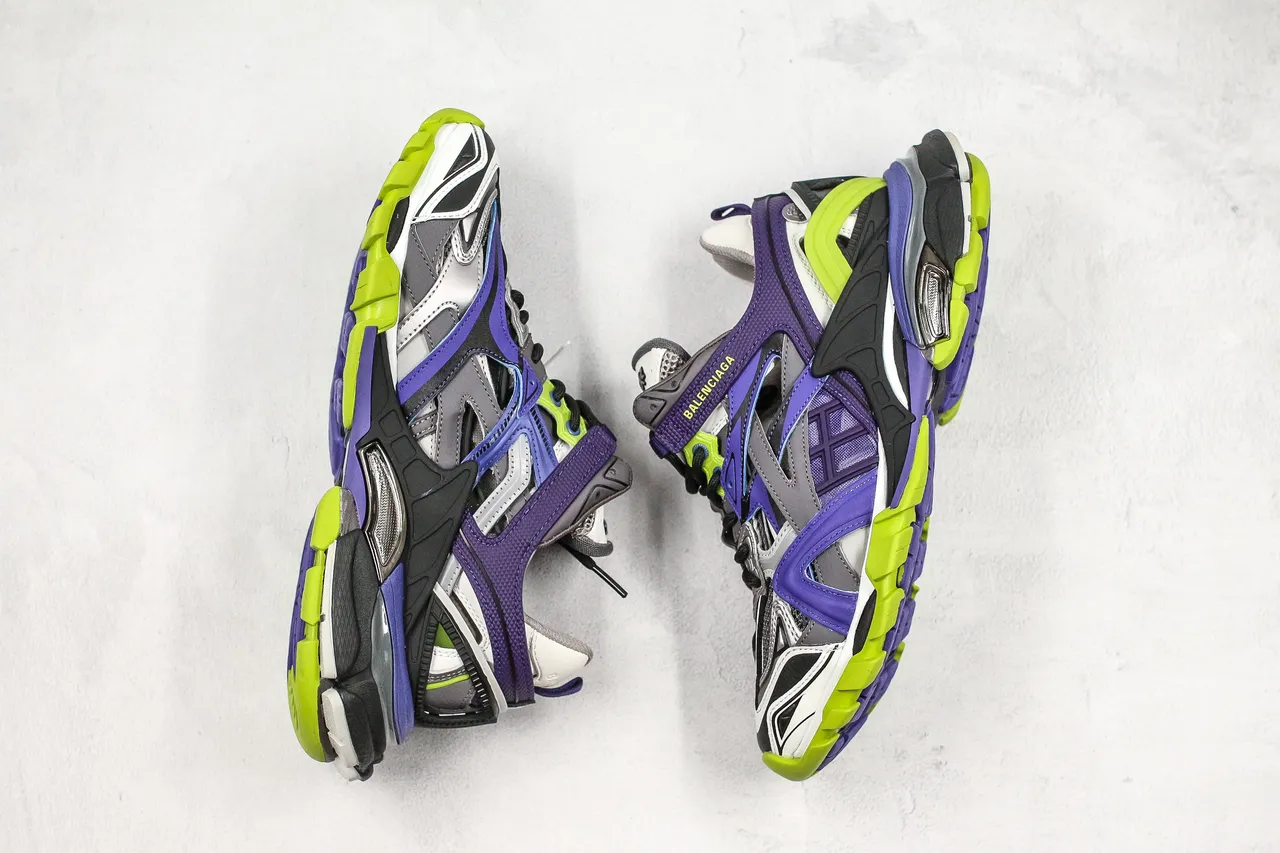 Balenciaga Track Trainer tênis chunky roxo verde lima 3