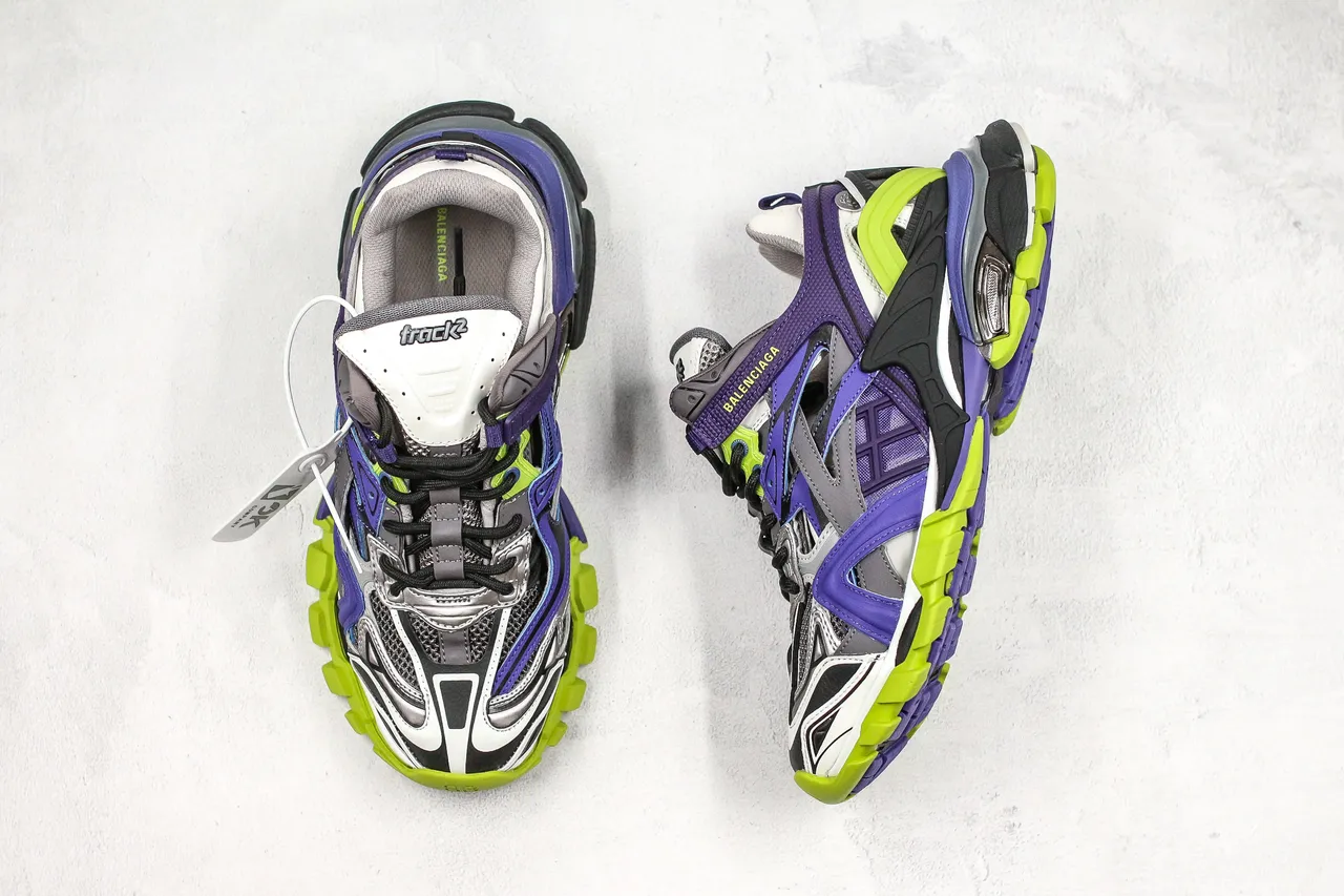 Balenciaga Track Trainer tênis chunky roxo verde lima 4