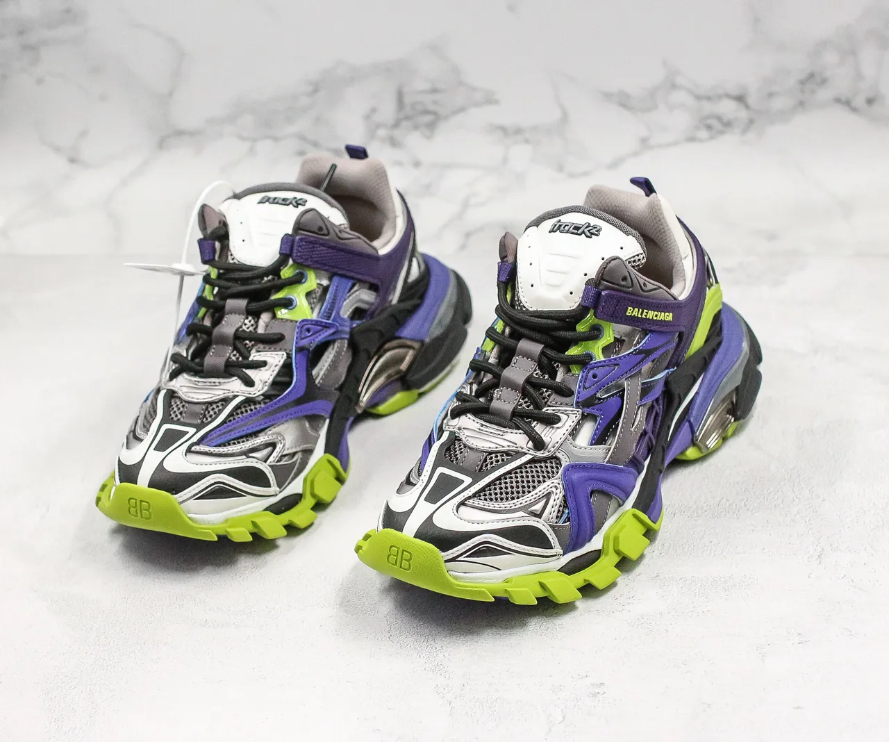Balenciaga Track Trainer tênis chunky roxo verde lima 5