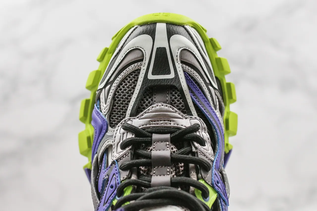 Balenciaga Track Trainer tênis chunky roxo verde lima 7