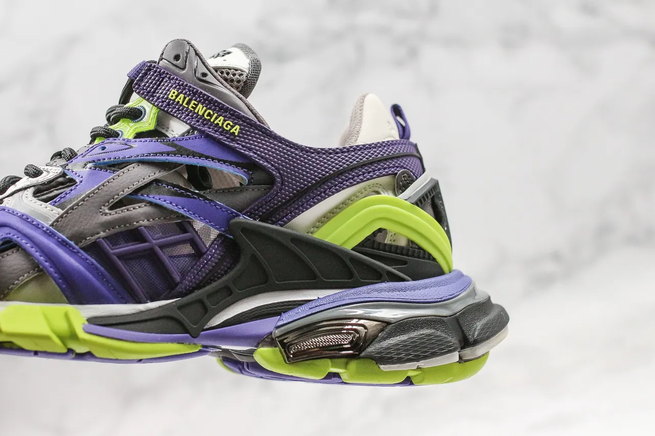 Balenciaga Track Trainer tênis chunky roxo verde lima 8