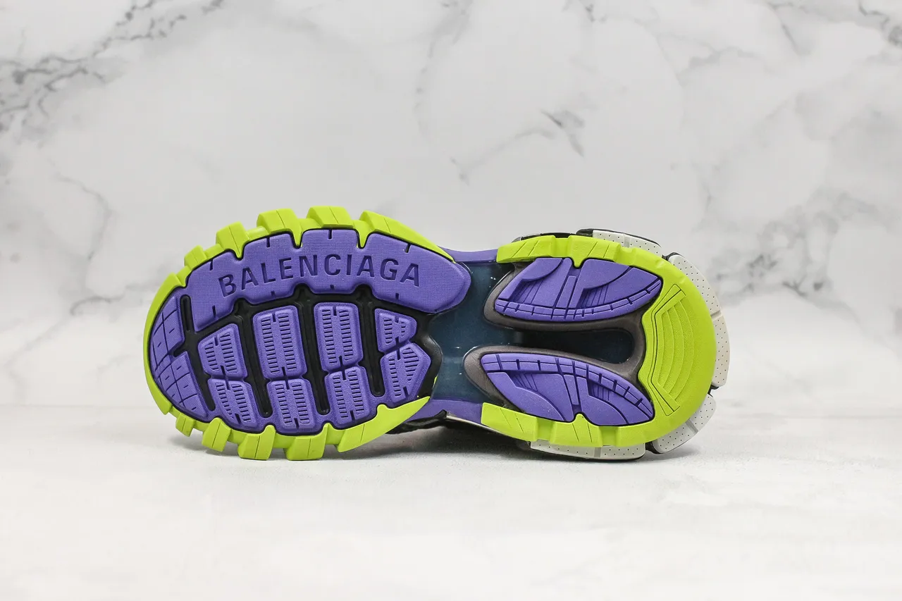 Balenciaga Track Trainer tênis chunky roxo verde lima 9