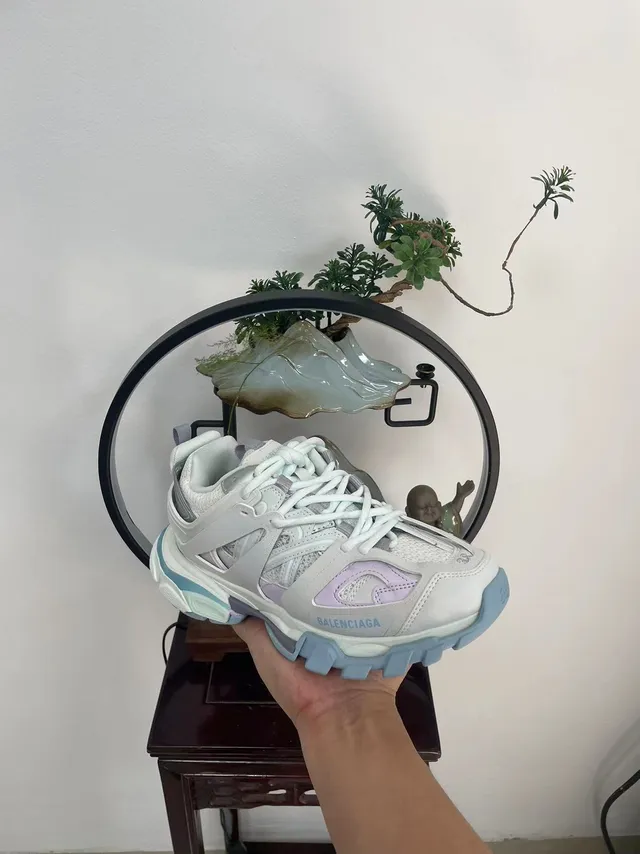 Balenciaga Track Trainer White Lavender Blue Chunky Sneakers 4