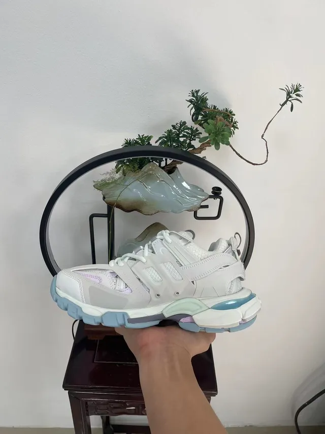 Balenciaga Track Trainer White Lavender Blue Chunky Sneakers 7