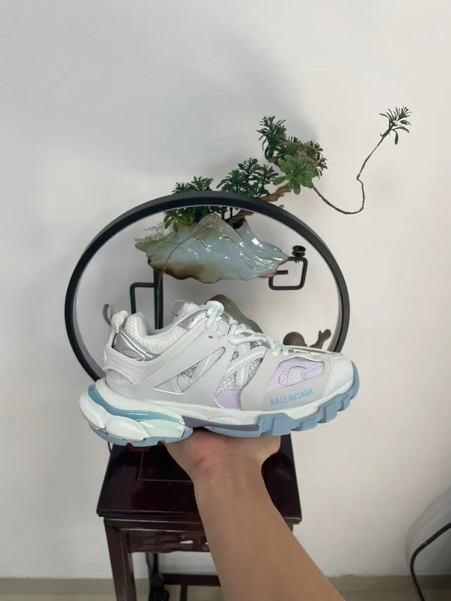 Balenciaga Track Trainer White Lavender Blue Chunky Sneakers 8