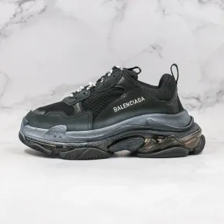 Balenciaga Triple S Zapatillas Negras y Grises con suela gruesa