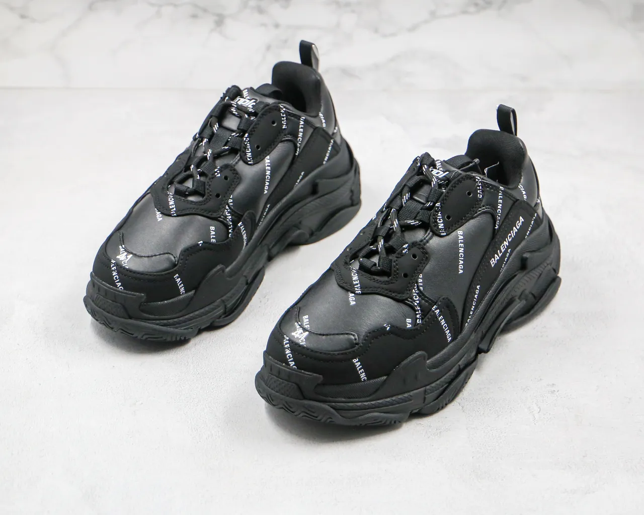 Balenciaga Triple S Tênis Chunky Pretos com Logo-Print 7