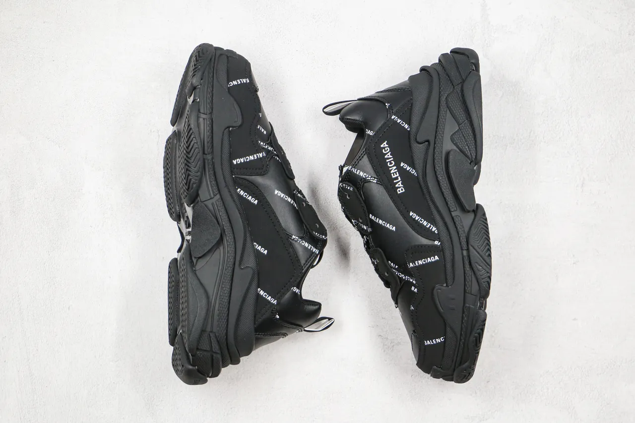 Balenciaga Triple S Tênis Chunky Pretos com Logo-Print 8