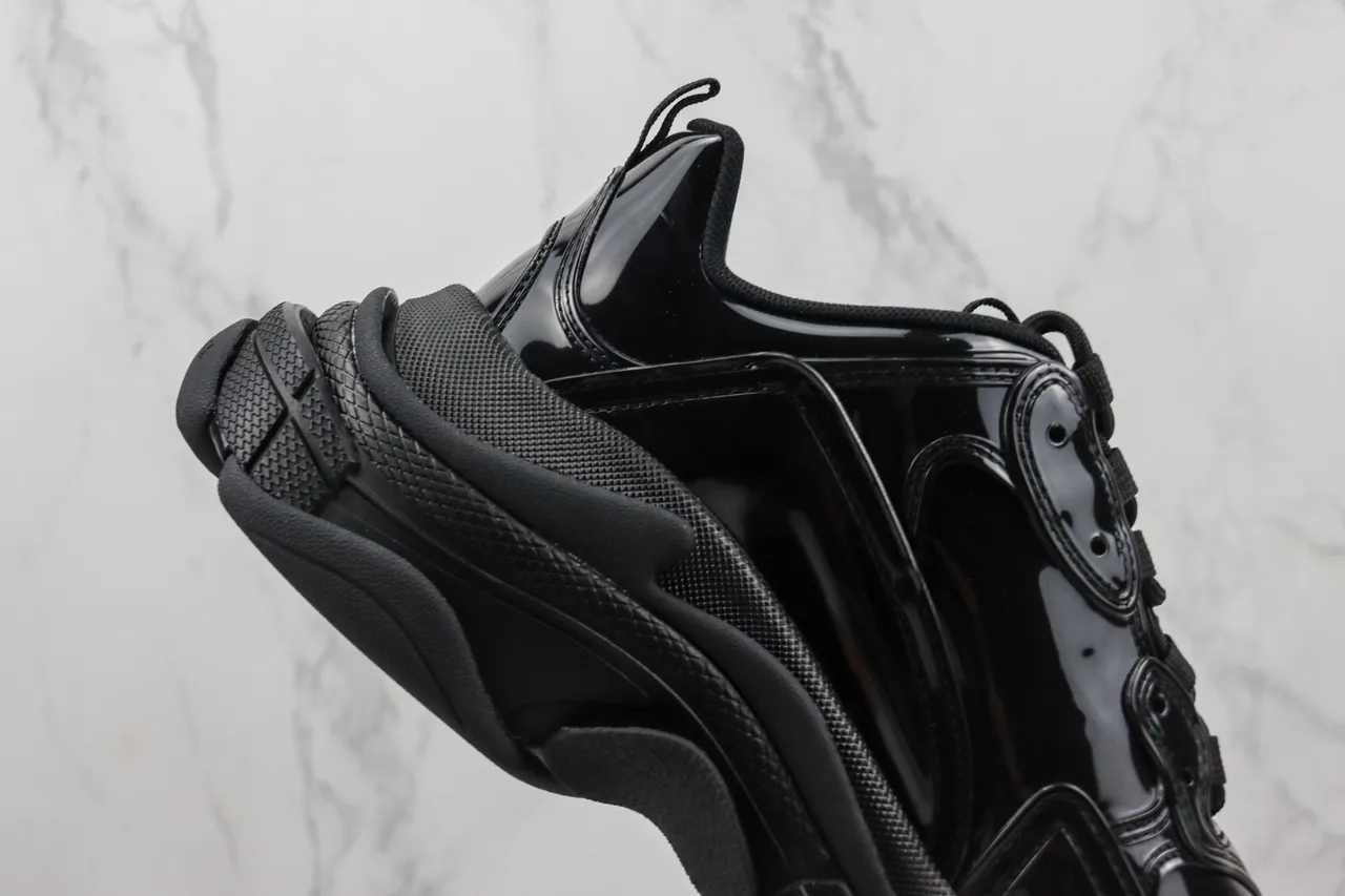 Balenciaga Triple S Glossy Black Chunky Sneakers 5