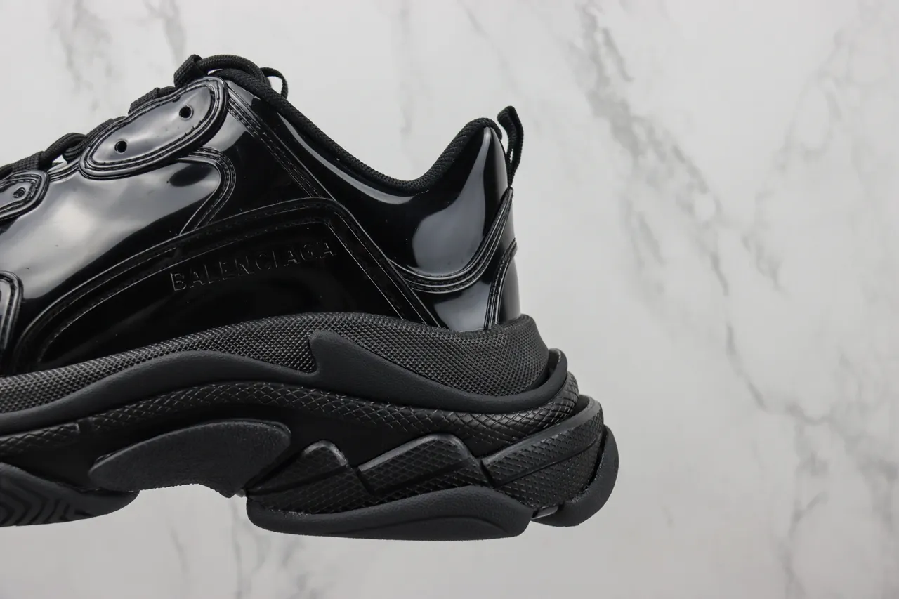 Balenciaga Triple S Glossy Black Chunky Sneakers 7