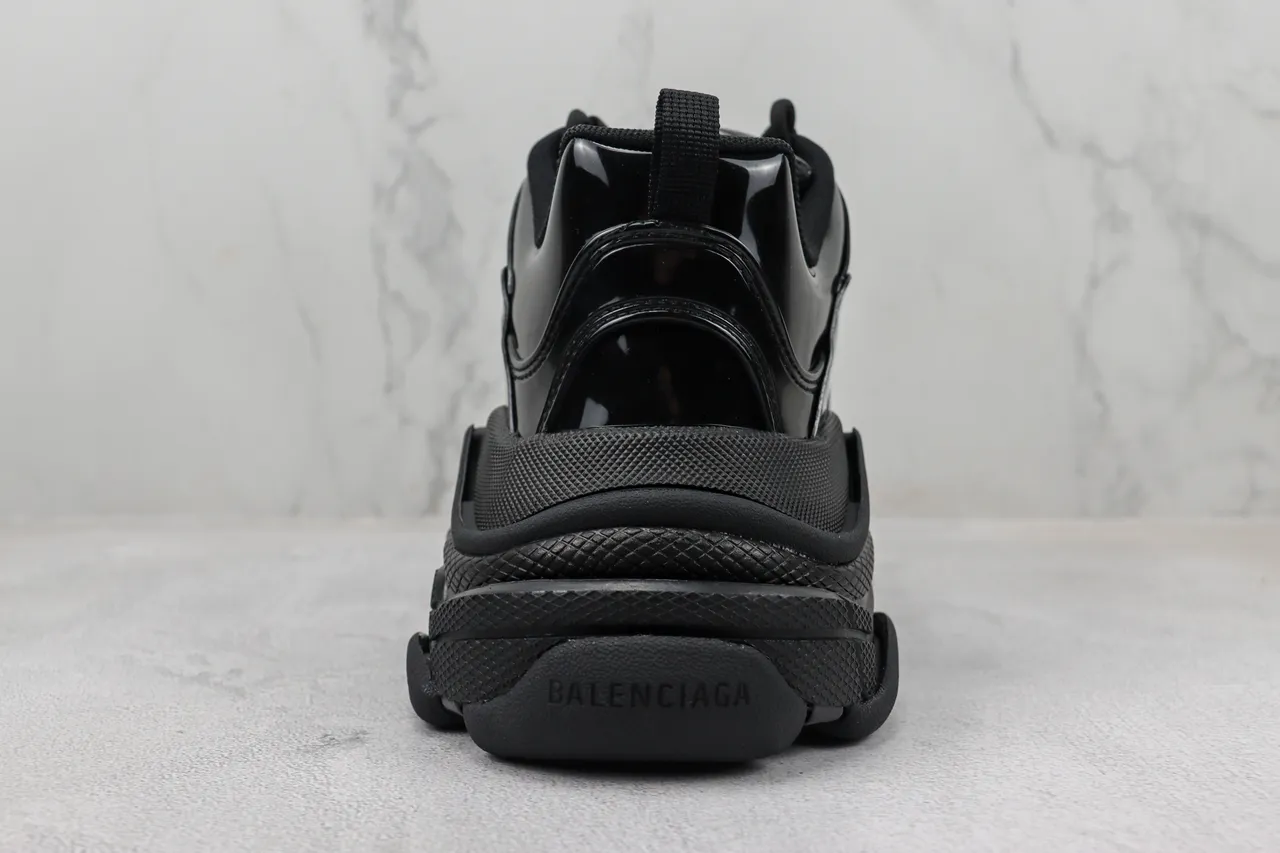 Balenciaga Triple S Glossy Black Chunky Sneakers 9