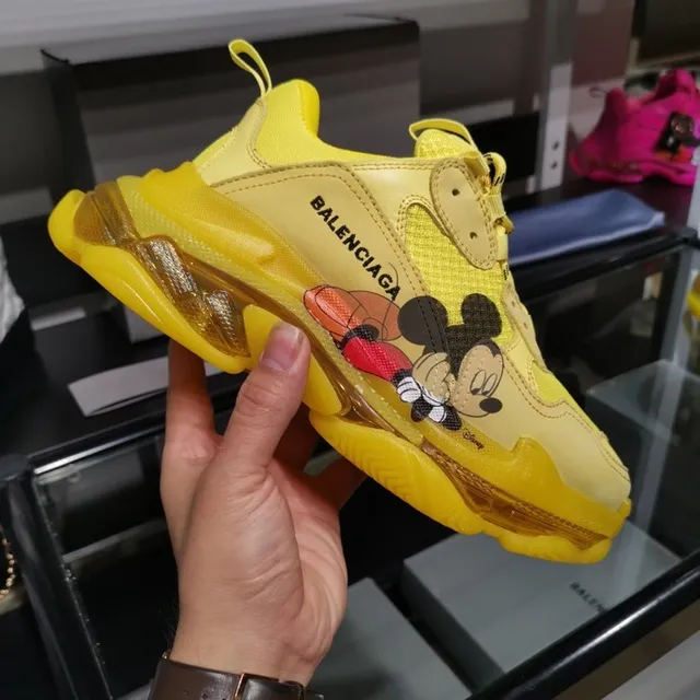 Balenciaga Triple S Mickey Mouse Yellow Chunky Sneakers 3