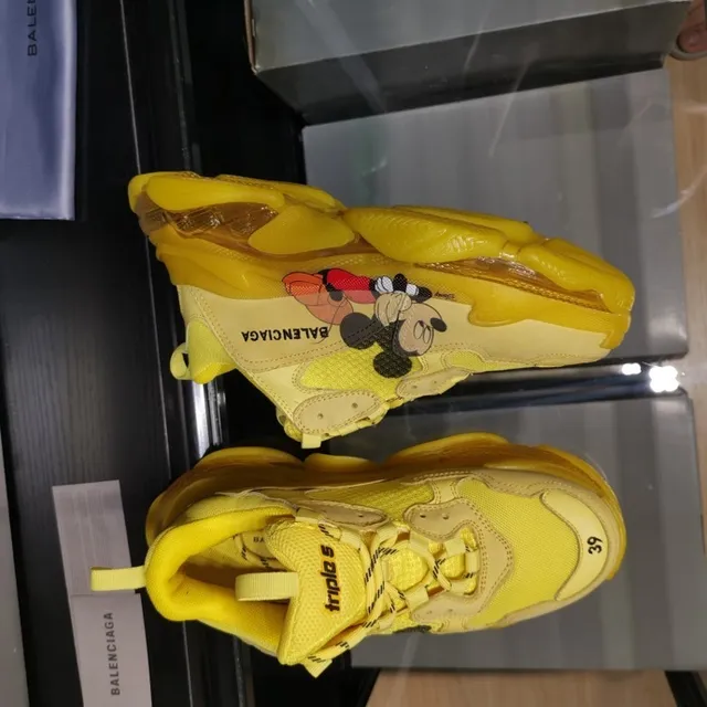 Balenciaga Triple S Mickey Mouse Yellow Chunky Sneakers 4
