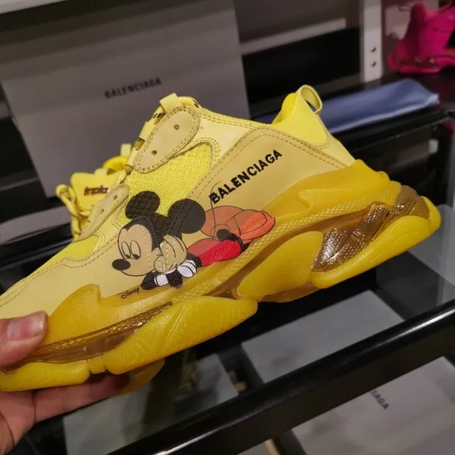 Balenciaga Triple S Mickey Mouse Yellow Chunky Sneakers 9
