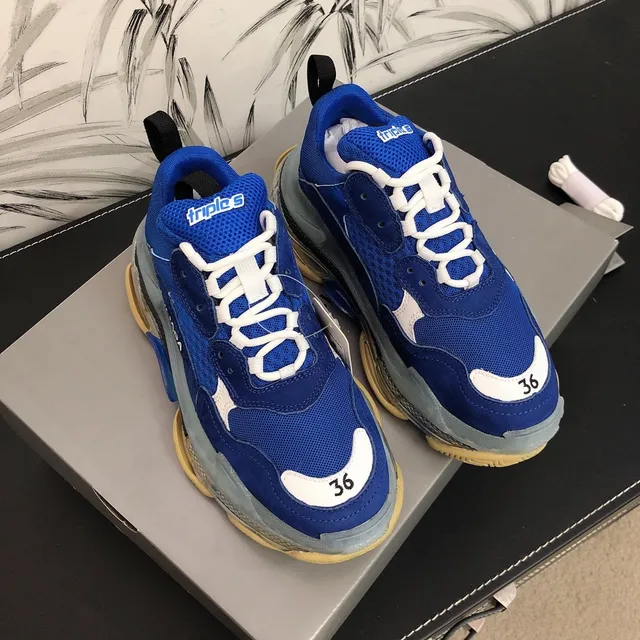 Balenciaga Triple S Royal Blue White Chunky Tênis 3