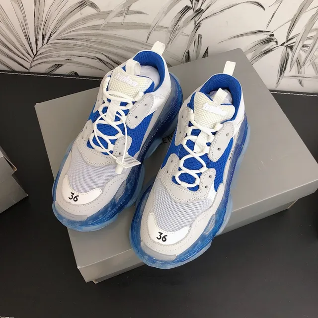 Balenciaga Triple S Baskets blanches et bleues à semelle épaisse 2