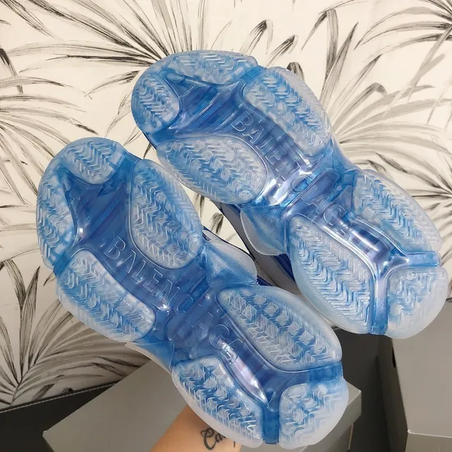 Balenciaga Triple S Baskets blanches et bleues à semelle épaisse 3
