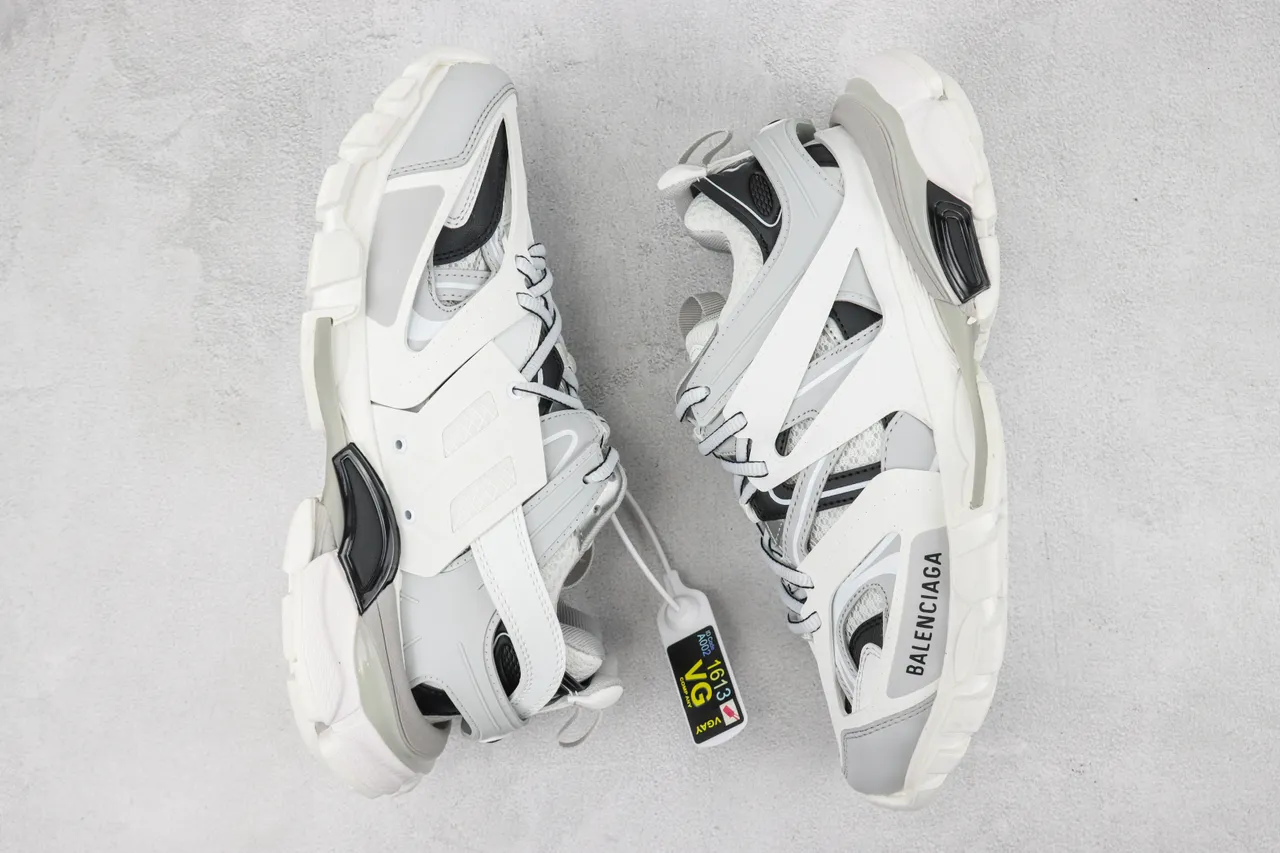 Balenciaga White Gray Multi-Strap Cage Overlay Mesh-and-Synthetic Upper Chunky Sneakers 2