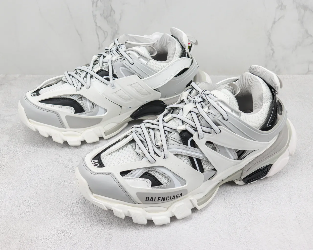Balenciaga White Gray Multi-Strap Cage Overlay Mesh-and-Synthetic Upper Chunky Sneakers 4