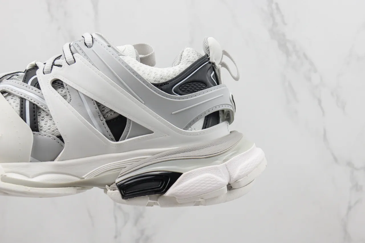 Balenciaga White Gray Multi-Strap Cage Overlay Mesh-and-Synthetic Upper Chunky Sneakers 7