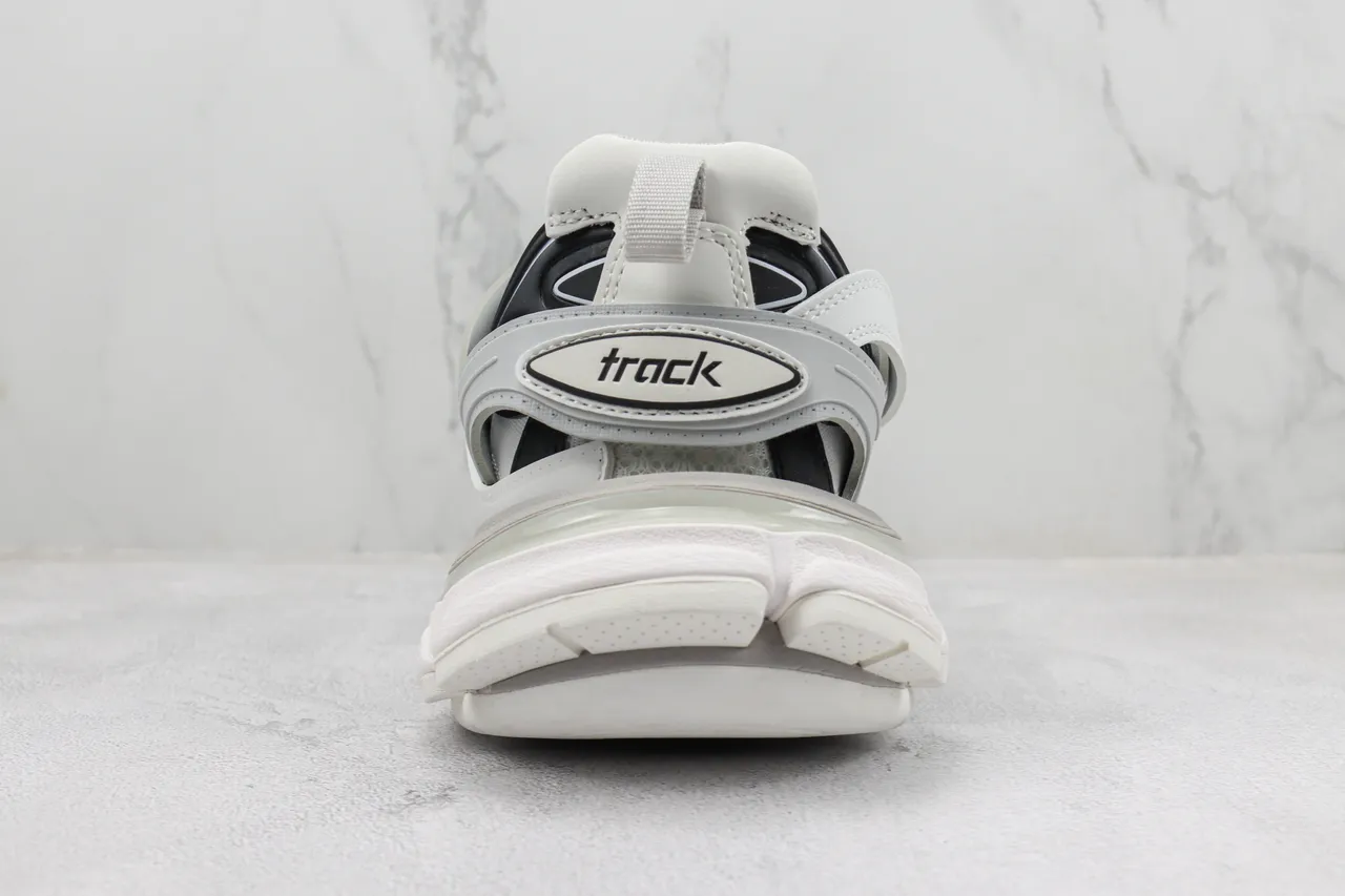 Balenciaga White Gray Multi-Strap Cage Overlay Mesh-and-Synthetic Upper Chunky Sneakers 9