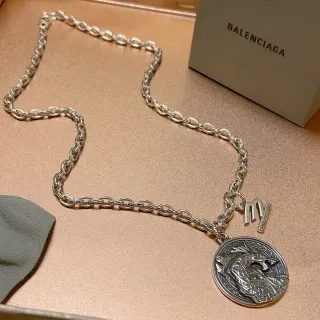 Balenciaga Wolf Medallion Silver Chain Necklace