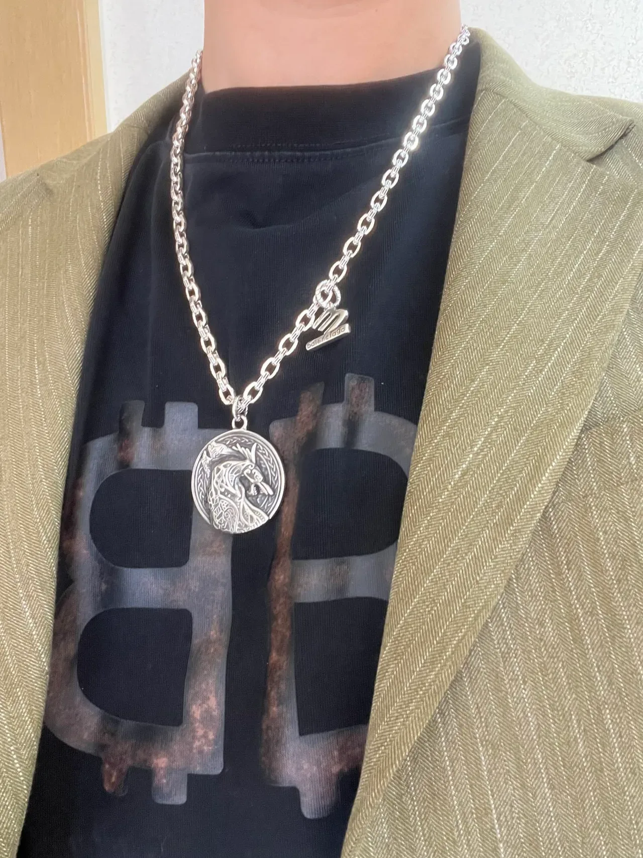 Balenciaga Wolf Medallion colar corrente prata 5