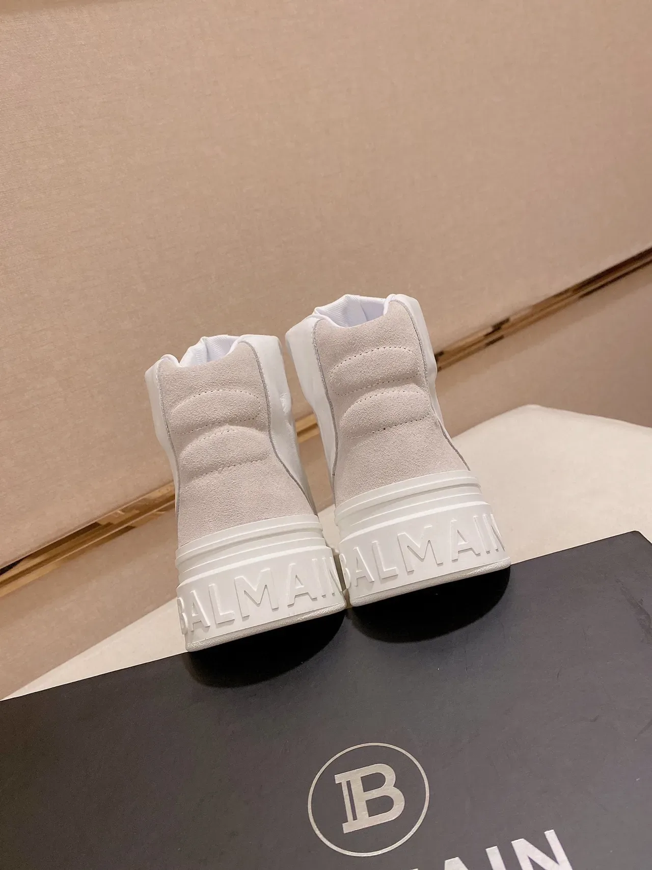 Balmain B-Bold White Gray High-Top Platform Sole Lifestyle Sneakers 4