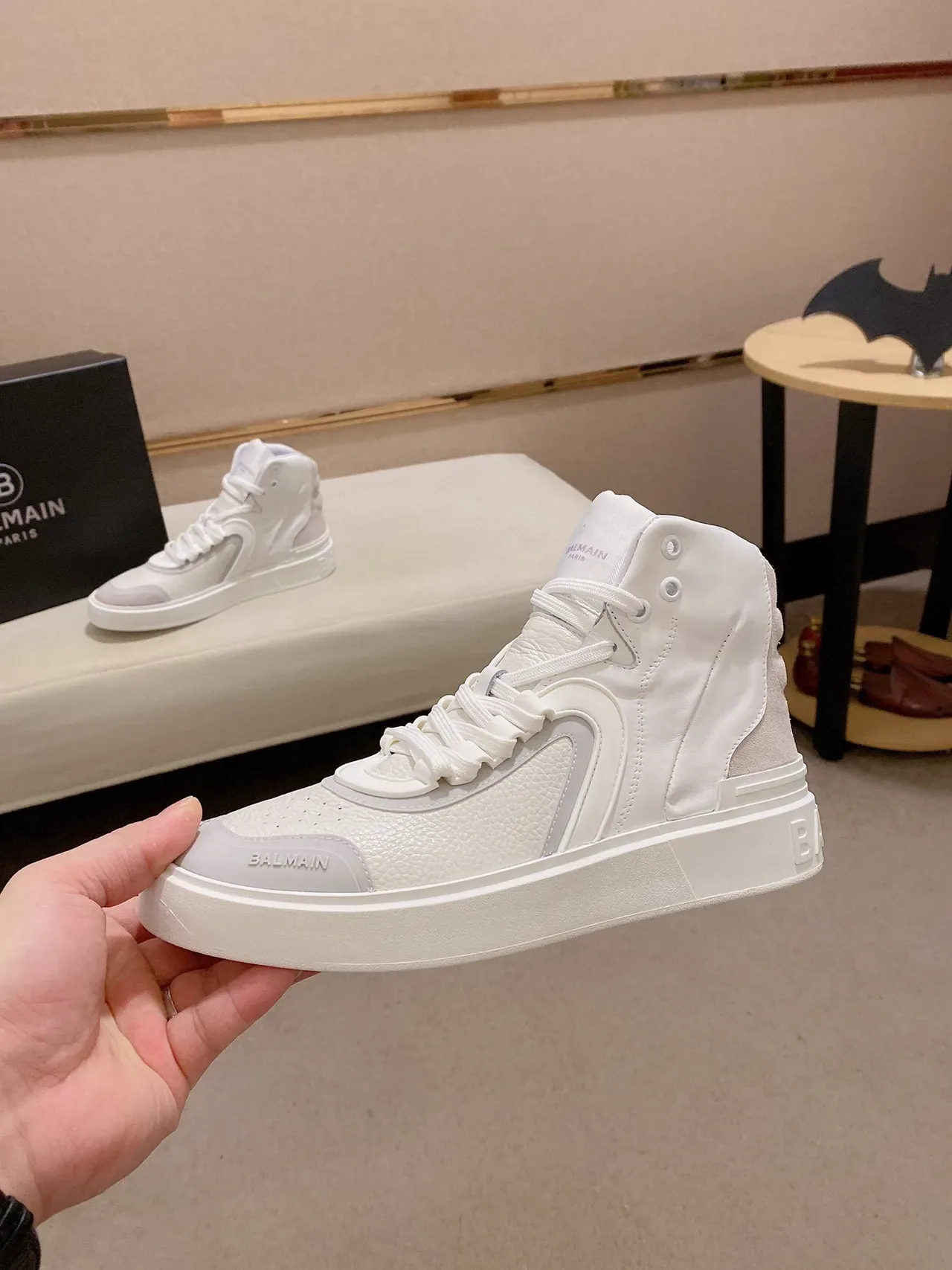 Balmain B-Bold White Gray High-Top Platform Sole Lifestyle Sneakers 8