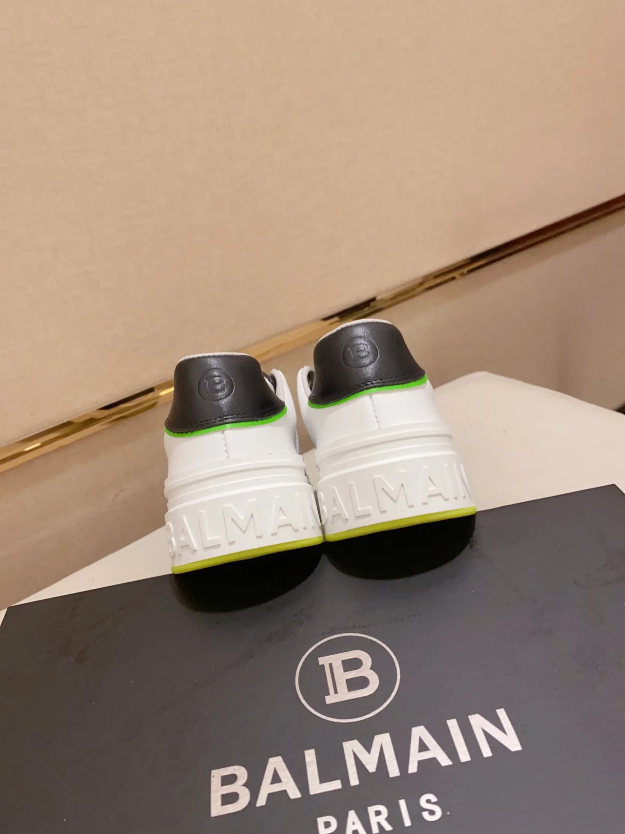 Balmain B-Court White Black Neon Green Lifestyle Sneakers 7