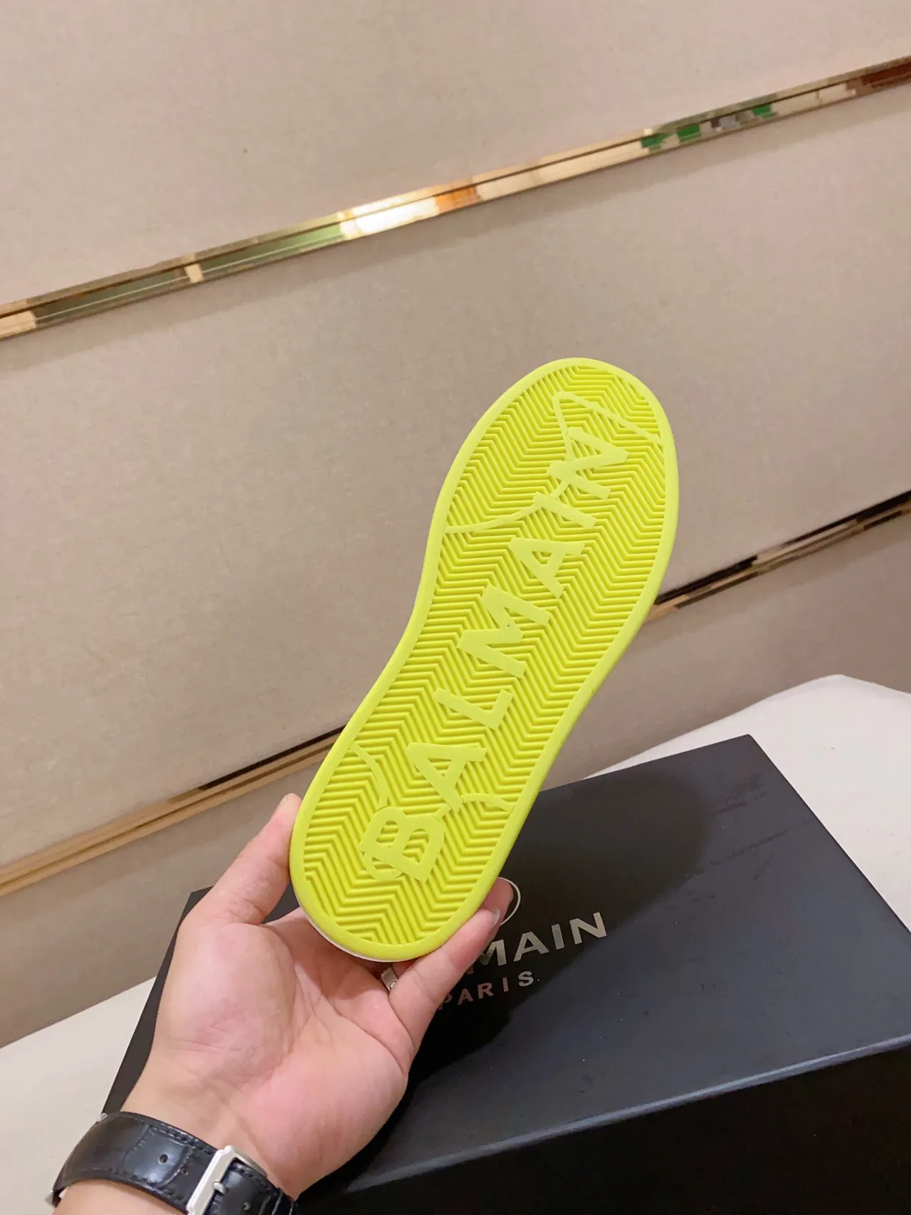 Balmain B-Court White Black Neon Green Lifestyle Sneakers 8