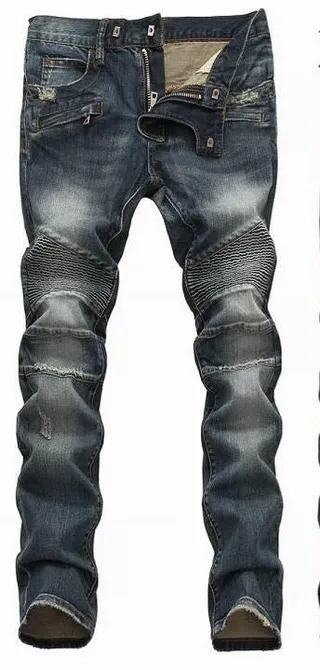 Balmain 磨损摩托面板裸边牛仔裤 6