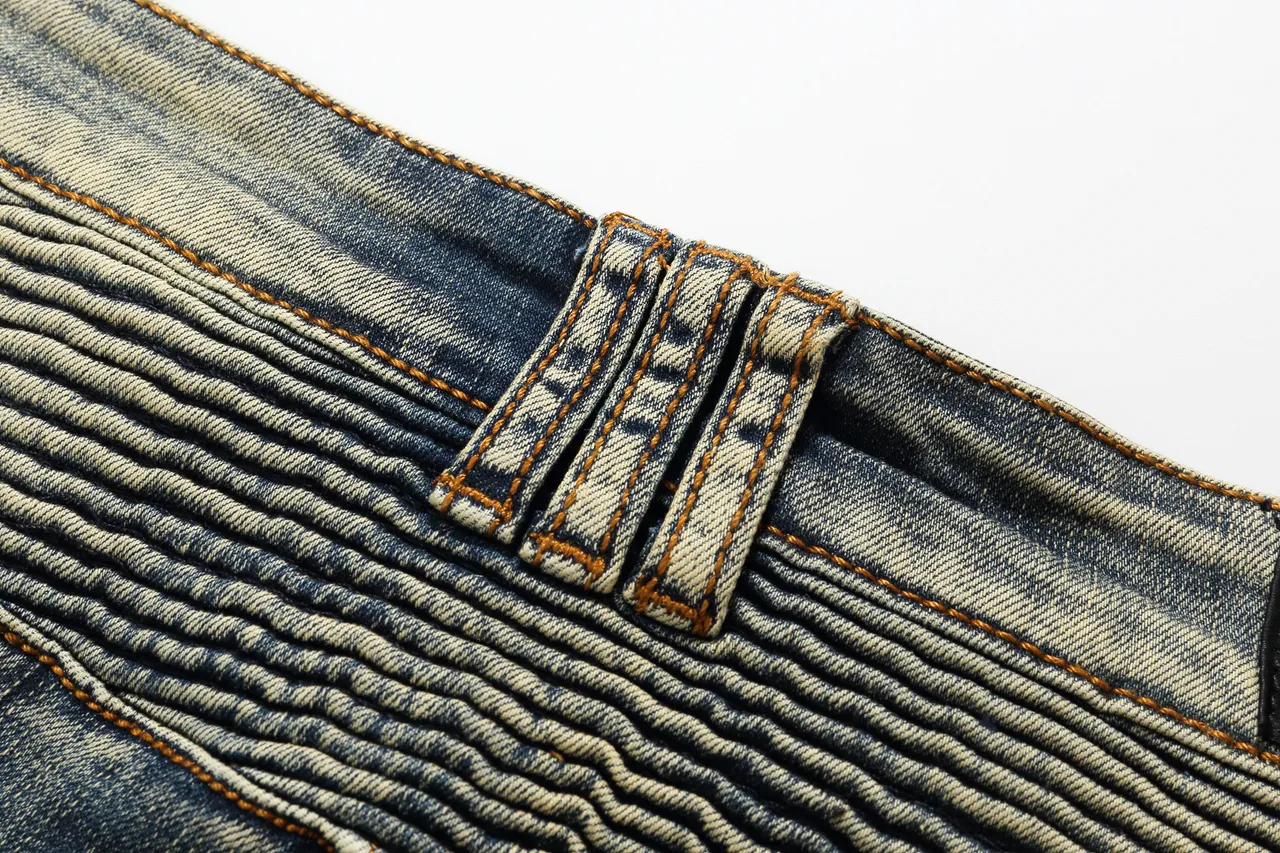Balmain Moto Panel Distressed Blue Denim Shorts 5