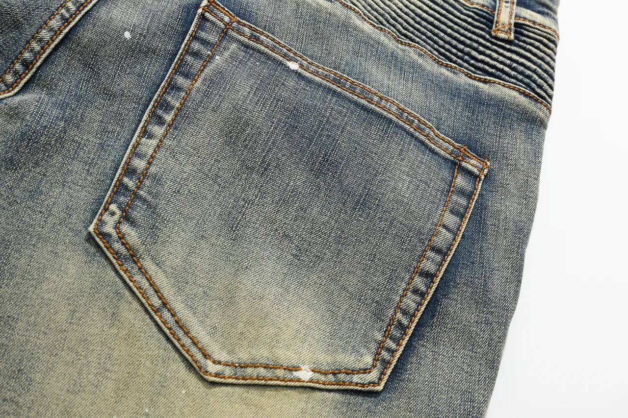 Balmain Moto Panel Distressed Blue Denim Shorts 6