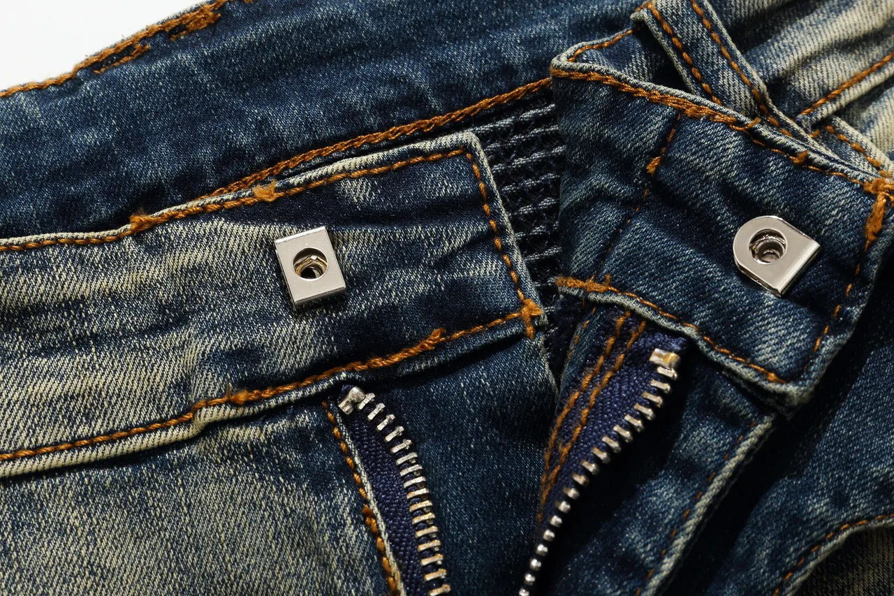 Balmain Moto Panel Distressed Blue Denim Shorts 10