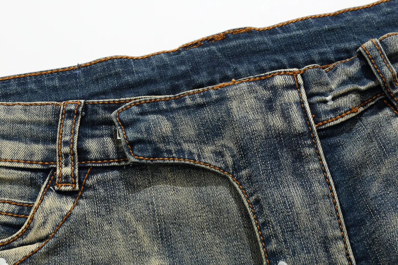 Balmain Moto Panel Distressed Blue Denim Shorts 11