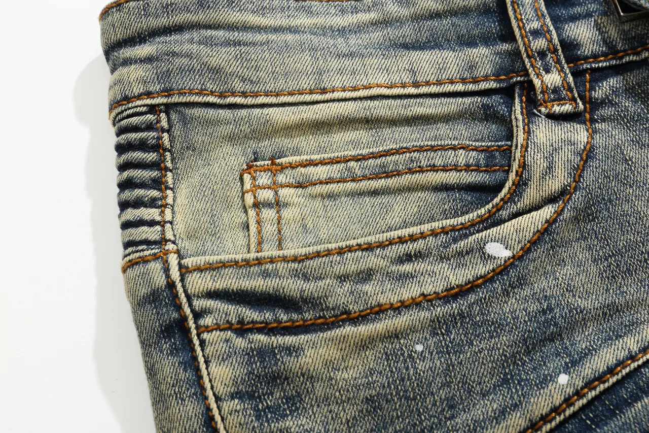 Balmain Moto Panel Distressed Blue Denim Shorts 13