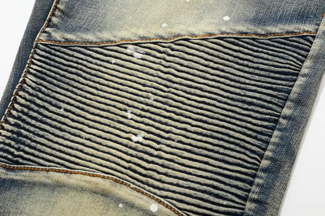 Balmain Moto Panel Distressed Blue Denim Shorts 15