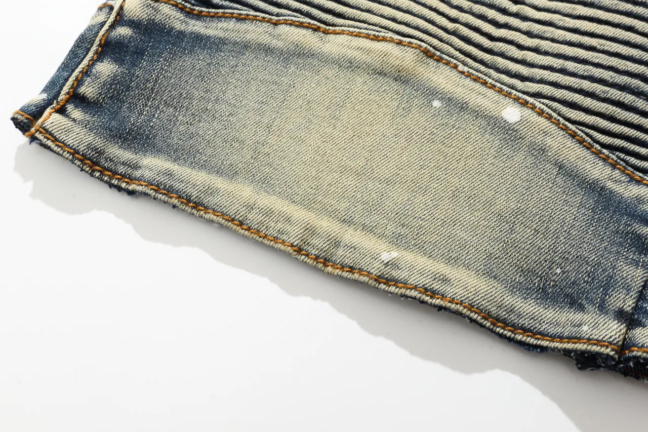 Balmain Moto Panel Distressed Blue Denim Shorts 16