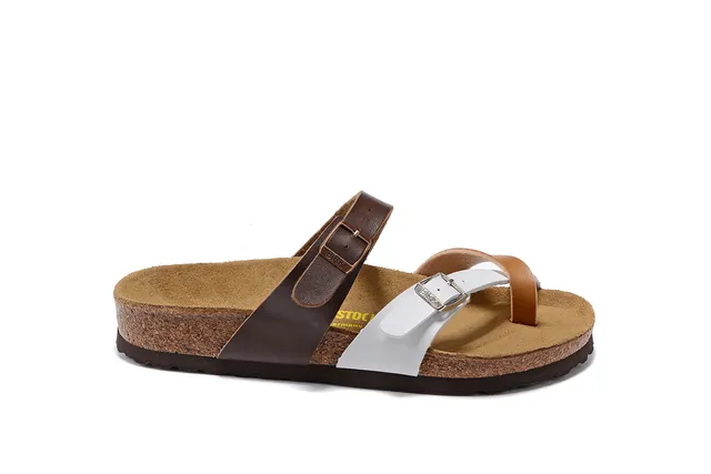 Birkenstock Arizona Sandales Casual Marron et Blanc 2